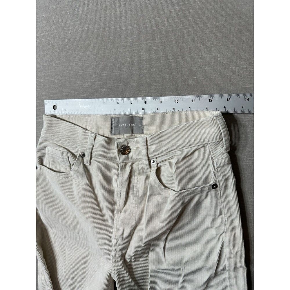 Everlane The Corduroy Straight Leg Crop Pants Bone White Size 24 High Rise Ankle - Picture 7 of 8